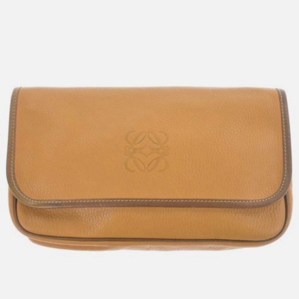 Loewe Brown Leather Clutch Bag w/Wallet